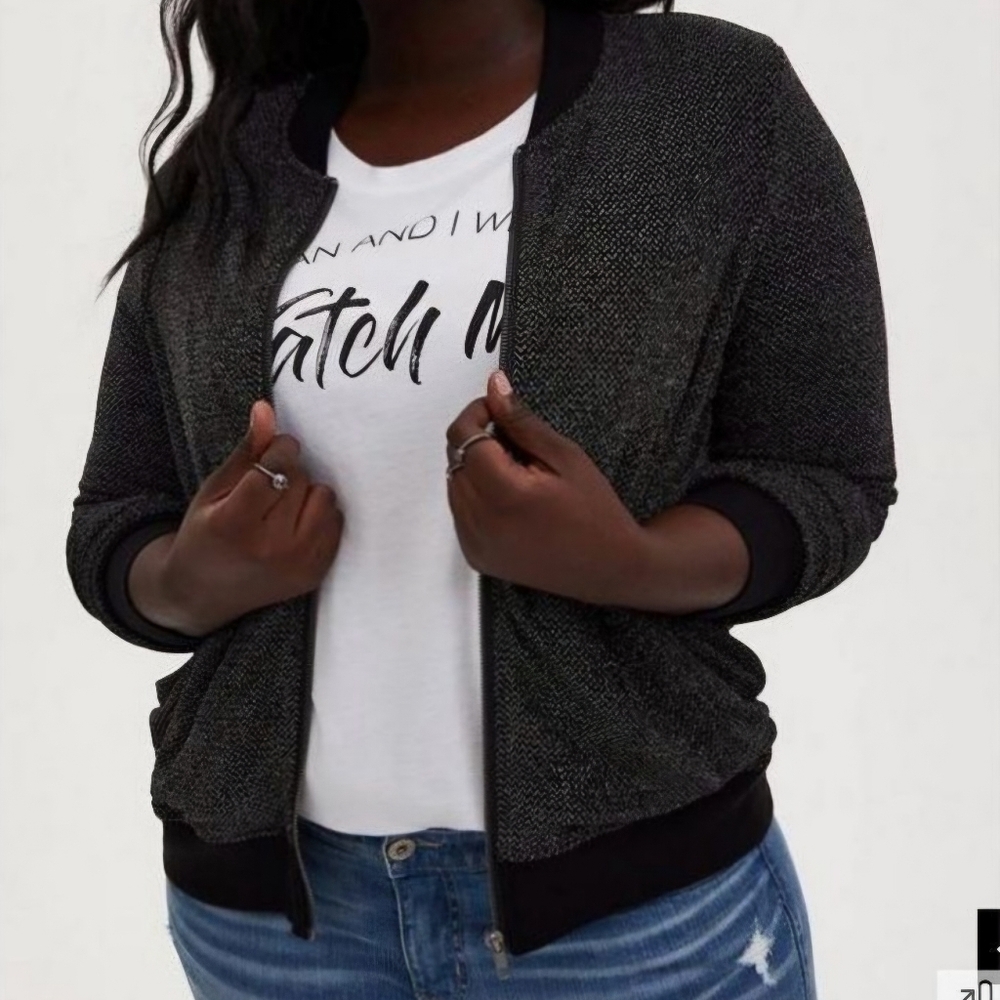 Torrid Knit Lurex Bomber Size 2